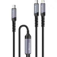 Swissten , 2-in-1 Kabel 5A USB-C/Lightning 100W 1.5 m, Schwarz