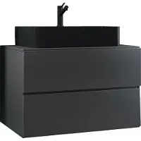 VCM 2-tlg. Waschplatz Waschtisch | schwarzes Waschbecken Unterschrank Breite 80 cm | Badmöbel Set mit Schubladen | Lendas S BL