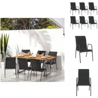 vidaXL Gartenstühle 6 Stk. Stahl und Textilene Schwarz - Gartenstühle