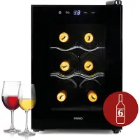 Primo PR168WK Weinkühlschrank - Weinkühler 6 Flaschen - E - Schwarz