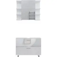 Vicco Badmöbel-Set Ilias Weiß Hochglanz 2 Teile, Unterschrank 80 cm, Model 41533