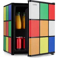 Klarstein Solve - Mini-Kühlschrank, Minibar, thermoelektrisches Kühlsystem, 48 Liter Fassungsvermögen, mechanischer Drehregler, Kühlung: 0 bis 10 °C, , schwarz/bunt
