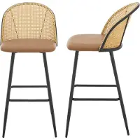 En.casa Barhocker ’Gausdal’ 2er Set gepolstert Metall Braun / Schwarz