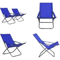 vidaXL Klappbare Strandstühle 2 Stk. Stoff Blau - Klappbarer Strandstuhl - Klappbare Strandstühle - Strandstuhl - Strandstühle
