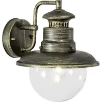 Brilliant rustikale Wandleuchte ARTU in schwarz gold gebürstet | IP44 Wandlampe für Außen | 1x E27 Fassung max. 60 W | Metall/Glas