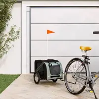 vidaXL Fahrradanhänger Hunde Schwarz und Grau Oxford-Gewebe und Eisen, Design Fahrradanhänger Neu