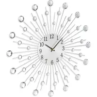 Relaxdays Wanduhr, glitzerndes Diamanten-Design, batteriebetrieben, Küchenuhr analog, Ø 50 cm, Wohnzimmeruhr, silber