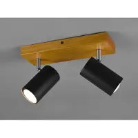 Meine Wunschleuchte LED Deckenstrahler 2-flammig schwenkbar Schwarz & Holz - Flurbeleuchtung Galerie