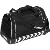 Hummel Milford Sporttasche, schwarz-weiß, mit Reißverschlussfächern und Schultergurt, 52x32x31cm