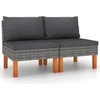 vidaXL "im Angebot" Mittelsofas 2 Stk. Poly Rattan und Eukalyptus Massivholz - Stapelsessel CC7762