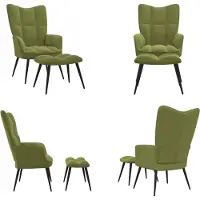 vidaXL Relaxsessel mit Hocker Hellgrün Samt - Relaxsessel - Sessel - Armsessel - Relaxstuhl