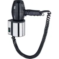 Keuco Haartrockner PLAN komplett mit Wandhalterung, 230 V verchromt/schwarzgrau