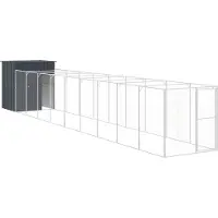 vidaXL Hundehütte mit Auslauf Anthrazit 165x1067x181 cm Stahl Verzinkt