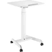 Macleans Höhenverstellbarer Laptoptisch mit Rollen Sitz-steh-Schreibtisch - Gasfeder Höhenverstellbar bis max. 113 cm - 30 Grad Neigbar - Belastbar bis 8kg