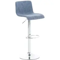 DELUKE Barhocker BERLIN - Blau, Stoff | Barhocker mit Lehne Barstuhl Tresenhocker Tresenstuhl Kneipenhocker Kneipenstuhl