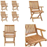 vidaXL Klappbare Gartenstühle 4 Stk. Massivholz Teak - Gartenstuhl - Gartenstühle - Holzstuhl - Holzstühle