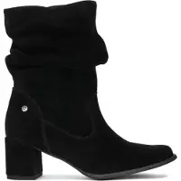 MACIEJKA Damen Stiefel aus Veloursleder Schwarz mit 6 cm Blockabsatz Modell 0600501006