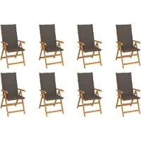 vidaXL "im Angebot" Verstellbare Gartenstühle mit Auflagen 8 Stk. - bis 150 kg - Massivholz Teak - Stapelsessel CC2990
