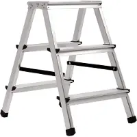 Kadax Trittleiter aus Aluminium "Musko", Antirutschstufen, 3 Stufen, bis 125kg