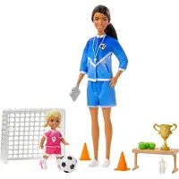 Barbie Fußballtrainerin Puppe (brünett) und Zubehör