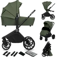 Lionelo Kombikinderwagen Mika Plus 2in1 bis 38 Monate (22kg), XXL-Verdeck mit UPF50+, 3-stufige Verstellung des Elterngriffs - Grün