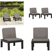 vidaXL Gartenstühle mit Auflagen 2 Stk. Kunststoff Grau - Gartenstuhl - Gartenstühle - Stuhl - Stühle