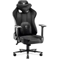 Diablo X-Player Gaming Stuhl Bürostuhl Schreibtischstuhl Stoff 3D Armlehnen Ergonomisches Design Nacken/- Lendenkissen (Schwarz-Schwarz, Normal)