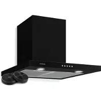 Klarstein Limelight Dunstabzugshaube - Edelstahl Wandhaube, Abzugshaube mit 3 Leistungsstufen, 600 m³/h, Digitalanzeige, LED-Beleuchtung, 64 dB, 60 cm Breite, schwarz