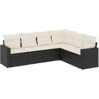 vidaXL 6-tlg. Garten-Sofagarnitur mit Kissen Schwarz Poly Rattan