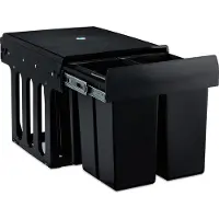 Relaxdays Einbaumülleimer 4-fach, auziehbarer Küchenmülleimer für Unterschrank, 4x 8 Liter, 35,1 x 34,3 x 48 cm, schwarz