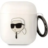 Karl Lagerfeld Karl's Head Tasche für Airpods 1/2 - Transparent