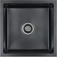 Syfax Küchenspüle, Einbauspülbecken, Handgefertigter Edelstahl, Schalldämmend, 44x44x20 cm, Unterbau/Einbau/Flächenbündig, Schwarz, X-Rinnen-Design
