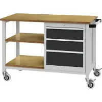 Bedrunka & hirth Werkbank B1200xT540xH880mm Buche Multiplex lichtgrau/grau 3 Schubl.2x150,1x200mm
