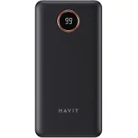Havit PB74 Powerbank Externer Akku 10000mAh + USB-C, iOS, Micro USB Kabel mit Doppeltaschenlampe Schwarz