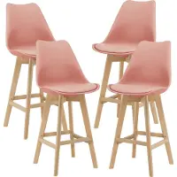En.casa Barhocker Lublin 4er Set Barstuhl mit Rückenlehne Bistrohocker Set 4 Teilig Gepolstert Rosé []