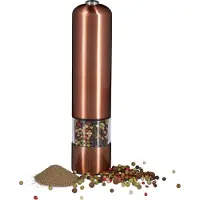 Relaxdays 2 x Elektrische Pfeffermühlen groß, Edelstahl, Keramikmahlwerk, batteriebetrieben, bronze