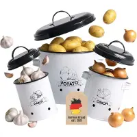 Intirilife 3er Set Vorratsdosen mit Deckel und Beschriftung Vorratsdose Weiß Grau 11.5 x 17 / 14.5 x 17.5 / 23 x 26.5 cm Aufbewahrungsdosen aus Metall