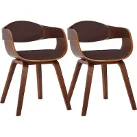 CLP 2er Set Stühle Kingston Stoff mit Polsterung und robustem Holzgestell walnuss/braun Gestell Farbe walnuss