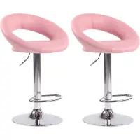 CLP 2er Set Barhocker Olinda Kunstleder höhenverstellbar und drehbar pink Gestell Farbe chrom