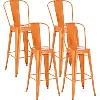 CLP 4er Set Barhocker Aiden aus Metall mit Fußstütze orange
