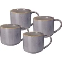 Excellent houseware Elegantes 4er-Set Steinzeug Becher 332ml - Hochwertiges Keramik Geschirr in Blau