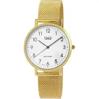 Q&Q Herrenuhr mit Milanaisearmband, Edelstahl, 3 bar, goldfarben