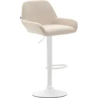 DELUKE Barhocker DUBLIN - Creme, Stoff, Weiß | Barhocker mit Lehne Barstuhl Tresenhocker Tresenstuhl Kneipenhocker Kneipenstuhl