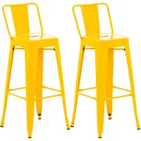 CLP Barhocker 2er Set mit Lehne im Industrial-Look Mason, mit Rückenlehne | Farbe gelb