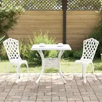 vidaXL Möbel Gartentisch Set 3 pcs Weiß 80 x 80 x 75 cm Gussaluminium - Gartenstühle 3334750