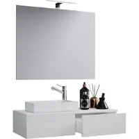 VCM 3-tlg Set | Waschplatz für Gäste WC | Gästebad mit Spiegel | Waschtisch Toilette | Badmöbel Badezimmer Set - Gudas SP