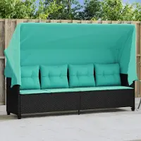 vidaXL Stabli Möbel Sonnenliege mit Dach und Kissen Schwarz Poly Rattan Gartenliegen 2025 - Klassisches7996818
