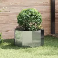 vidaXL "Schlussverkauf" Pflanzkübel im Garten - 1 pc - Blumenbeet/Gartenbeet - Silber 60x60x35 cm Verzinkter Stahl C13614
