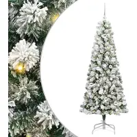 vidaXL "2026 Moderne" Künstlicher klappbarer Weihnachtsbaum Grün und Weiß 180cm - Künstliche Weihnachtsbäume CC999684