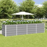 vidaXL "Schlussverkauf" Pflanzkübel im Garten - 1 pc - Blumenbeet/Gartenbeet - Hellgrau 240x80x75 cm Stahl C13530